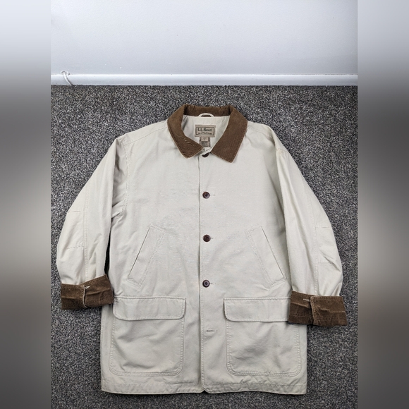 L.L. Bean Other - VTG LL Bean Jacket Canvas Chore Barn Corduroy Collar Flannel Lined Mens Large